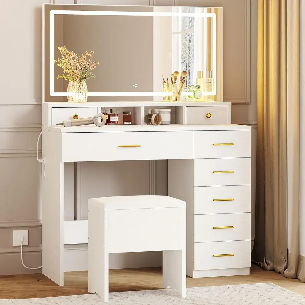 Vanity Makeup Desk with 8 Draw - đánh giá và giá Dressing Table Vanity With Lighted Mirror