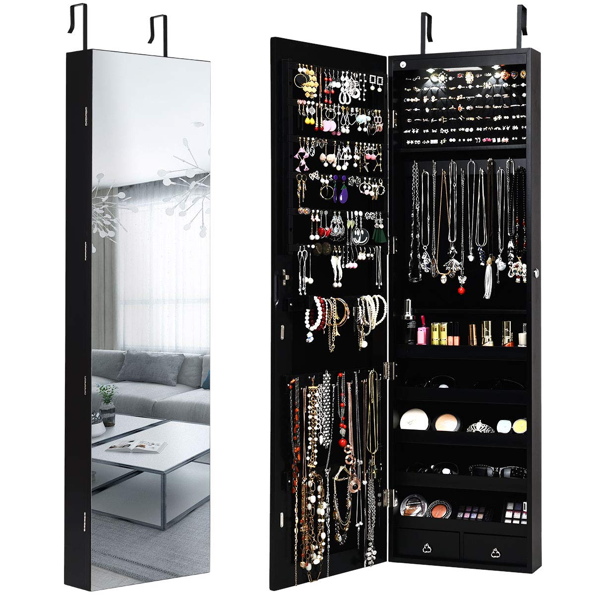 Wall or Door Mounted Jewelry A - đánh giá và giá Full Length Mirror Jewelry Armoire