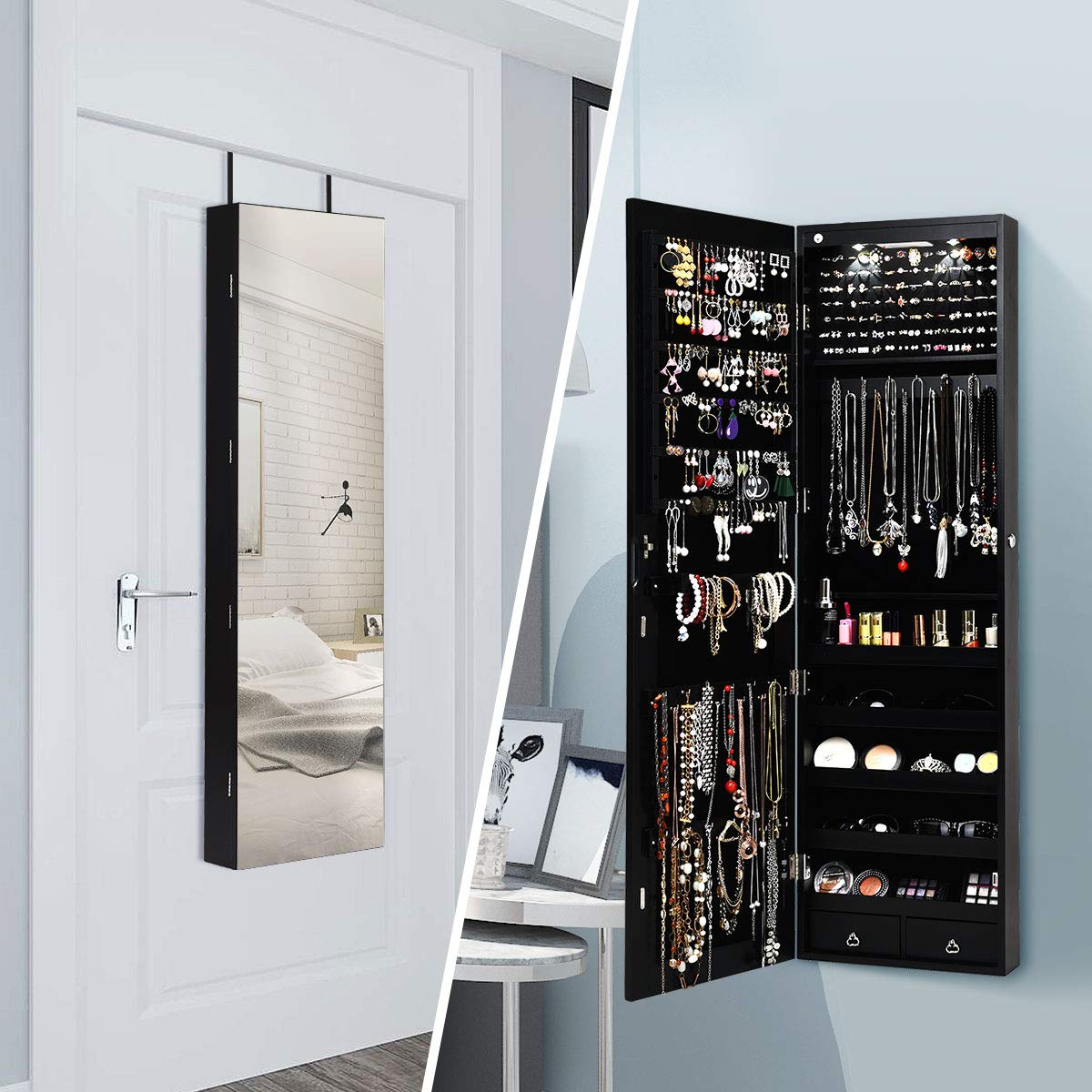 Wall or Door Mounted Jewelry A - đánh giá và giá Full Length Mirror Jewelry Armoire